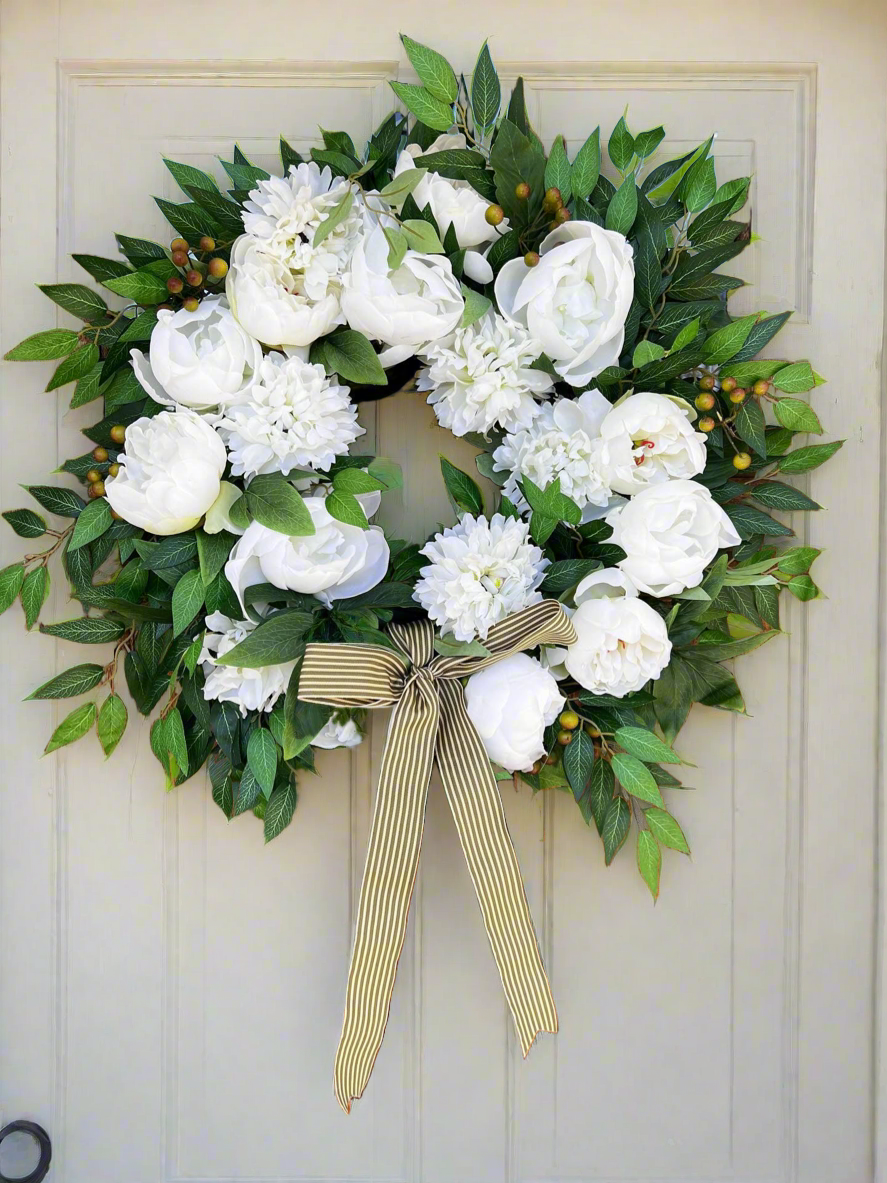 White Peony Wreath