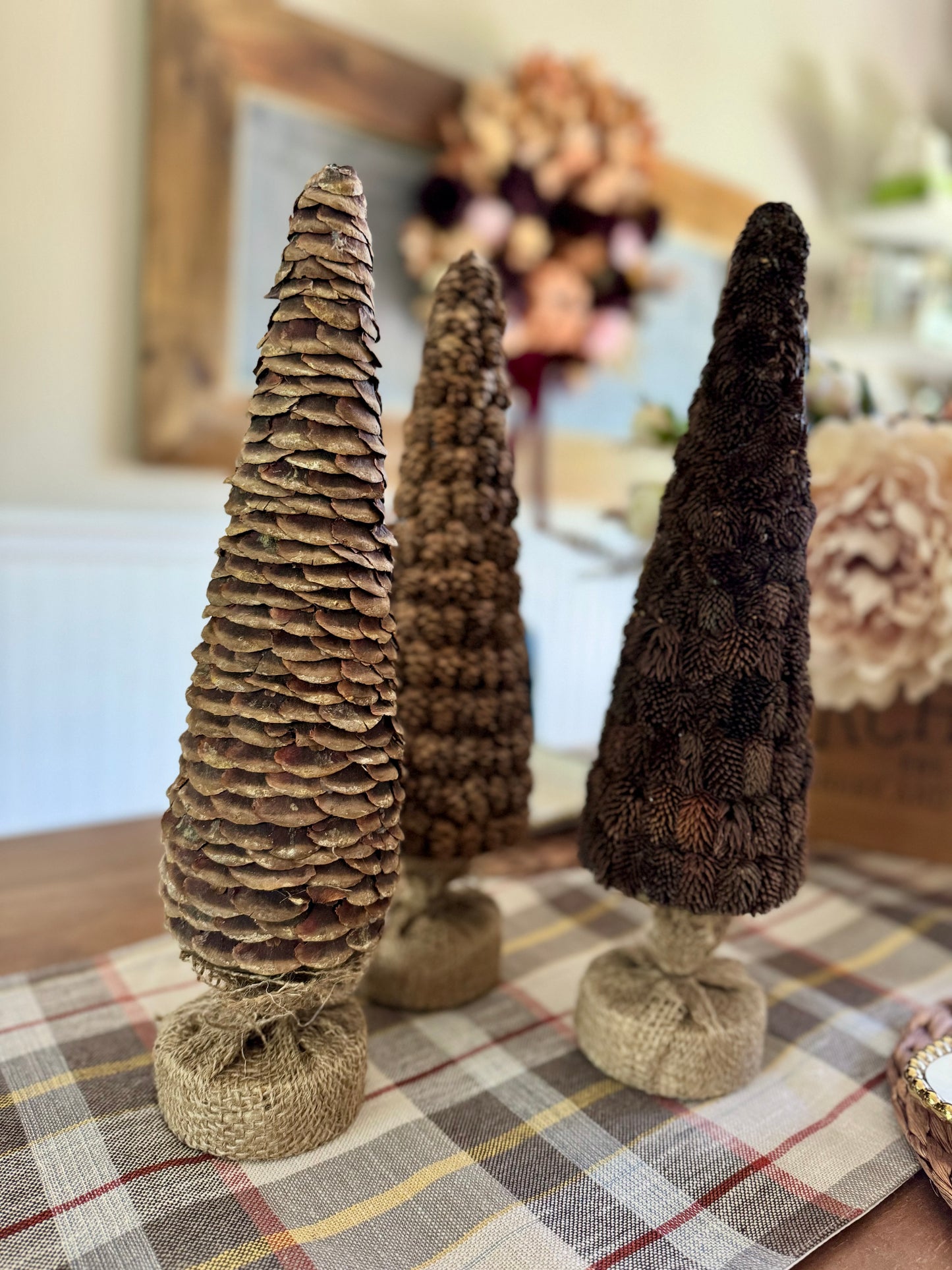 Set of 3 Pinecone Topiaries