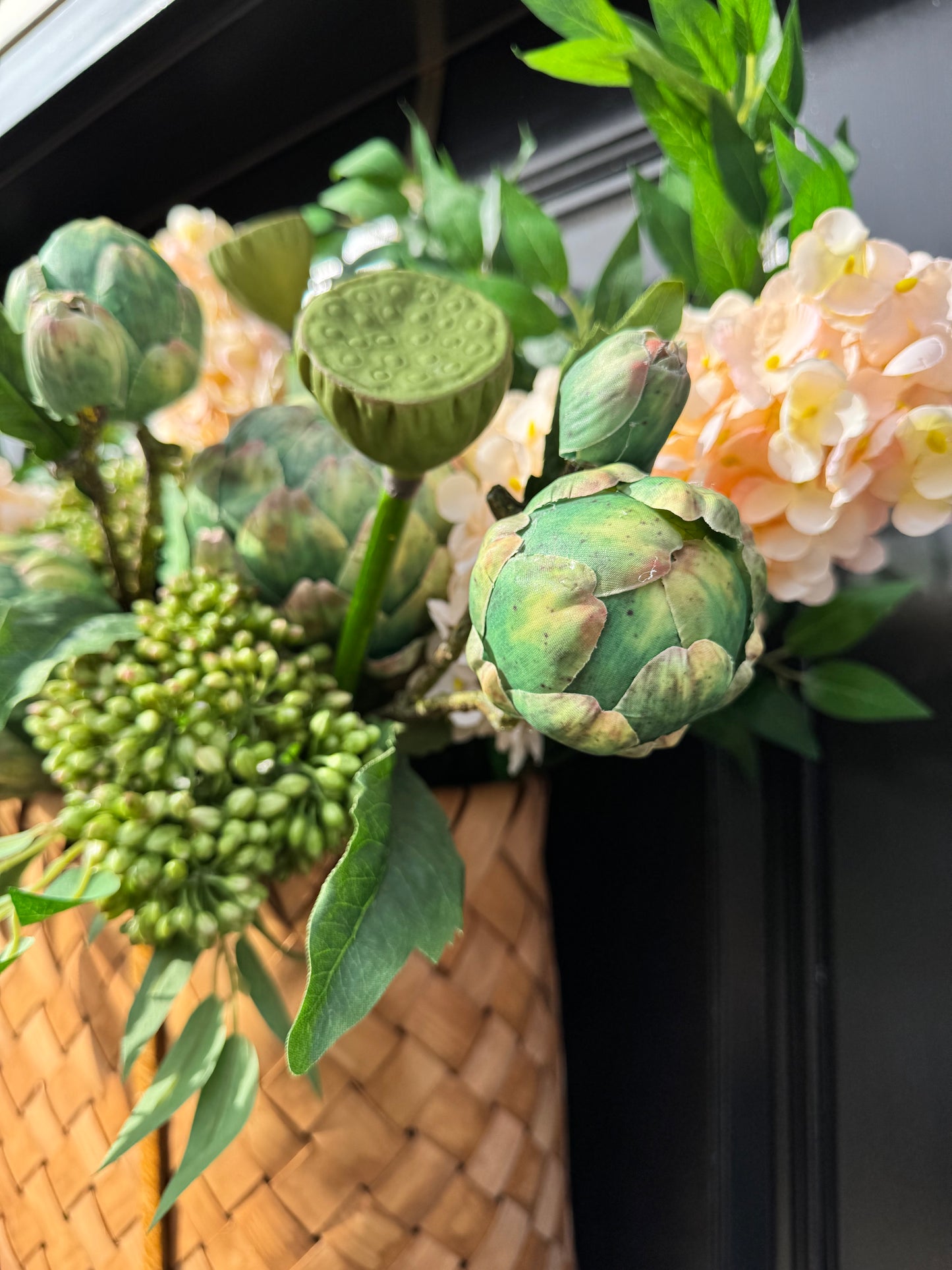 Hydrangea, Artichoke & Sedum Basket