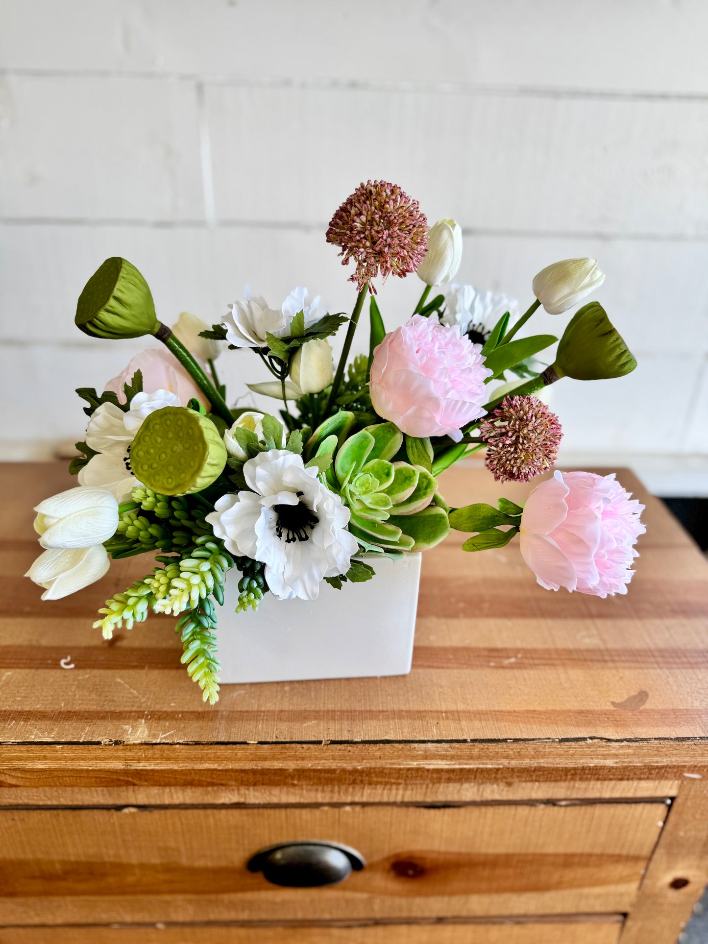 Succulent and Allium Centerpiece