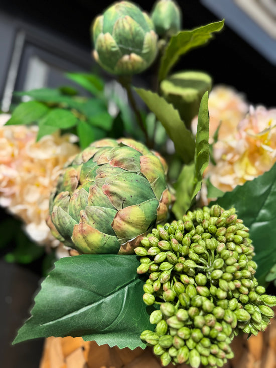 Hydrangea, Artichoke & Sedum Basket