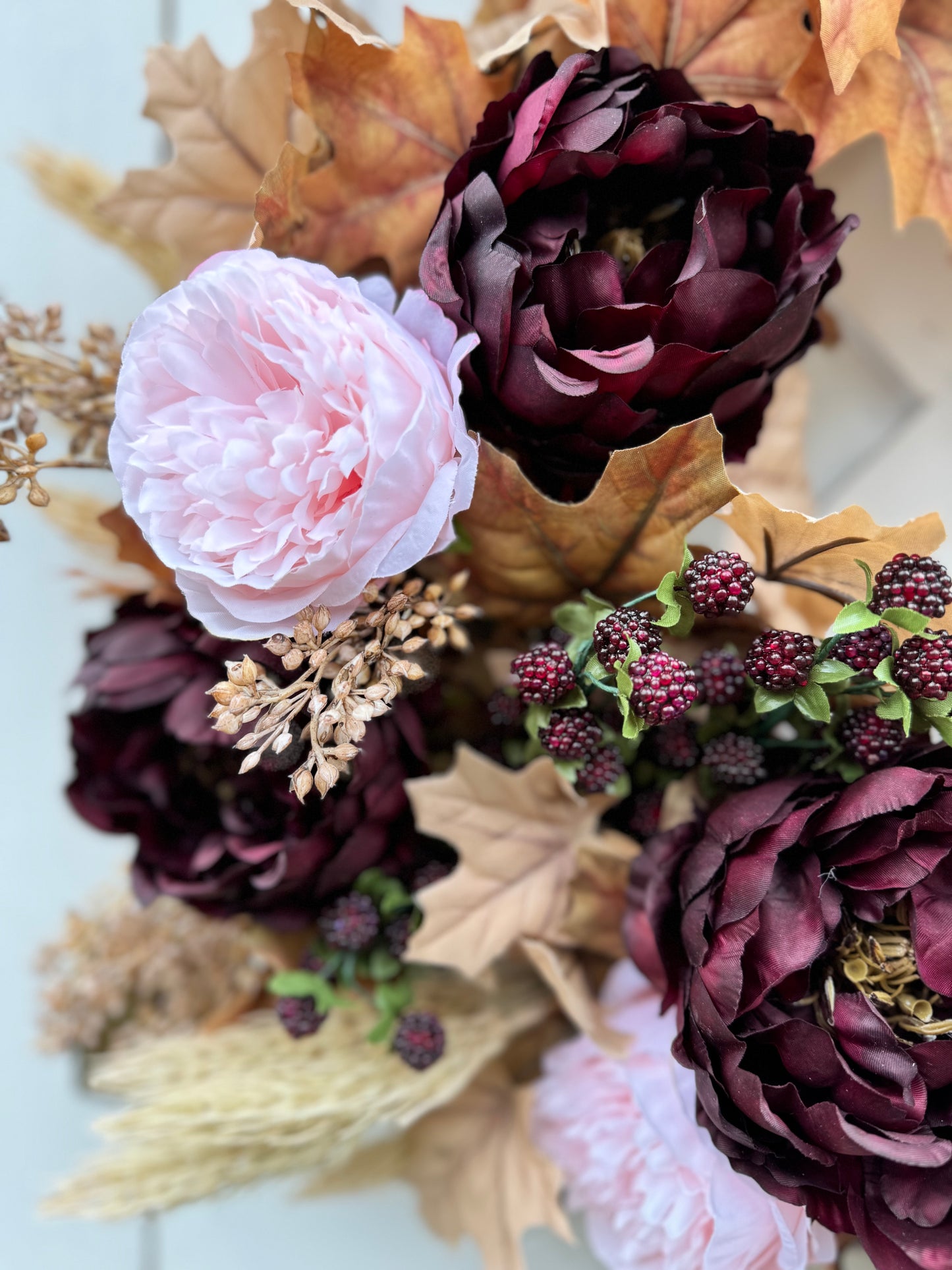 Pumpkin, Peony & Raspberry Wreath