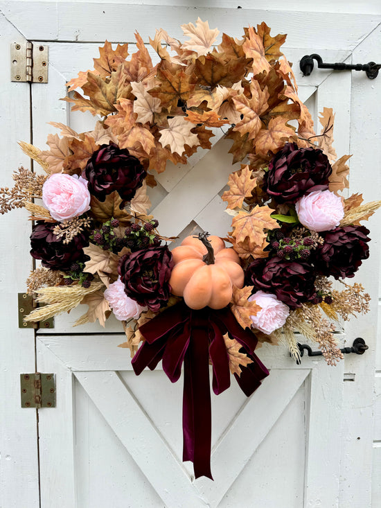 Pumpkin, Peony & Raspberry Wreath