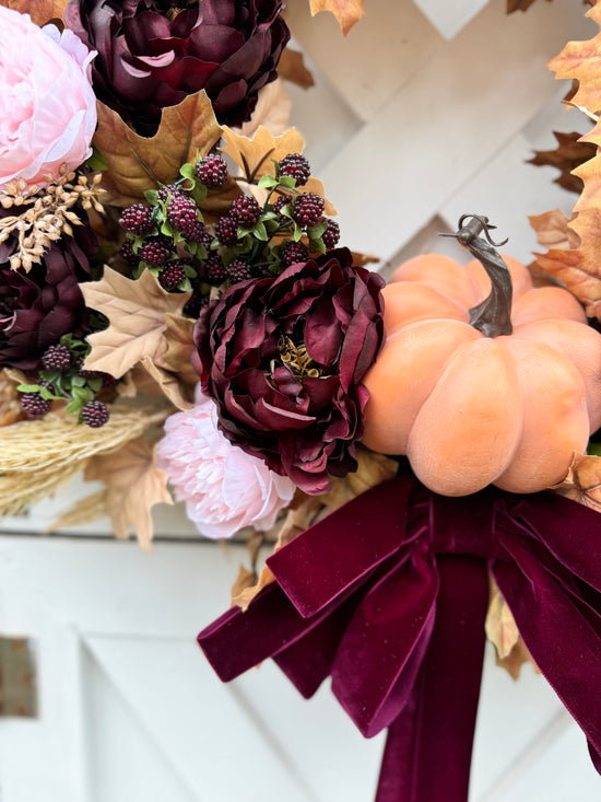 Pumpkin, Peony & Raspberry Wreath