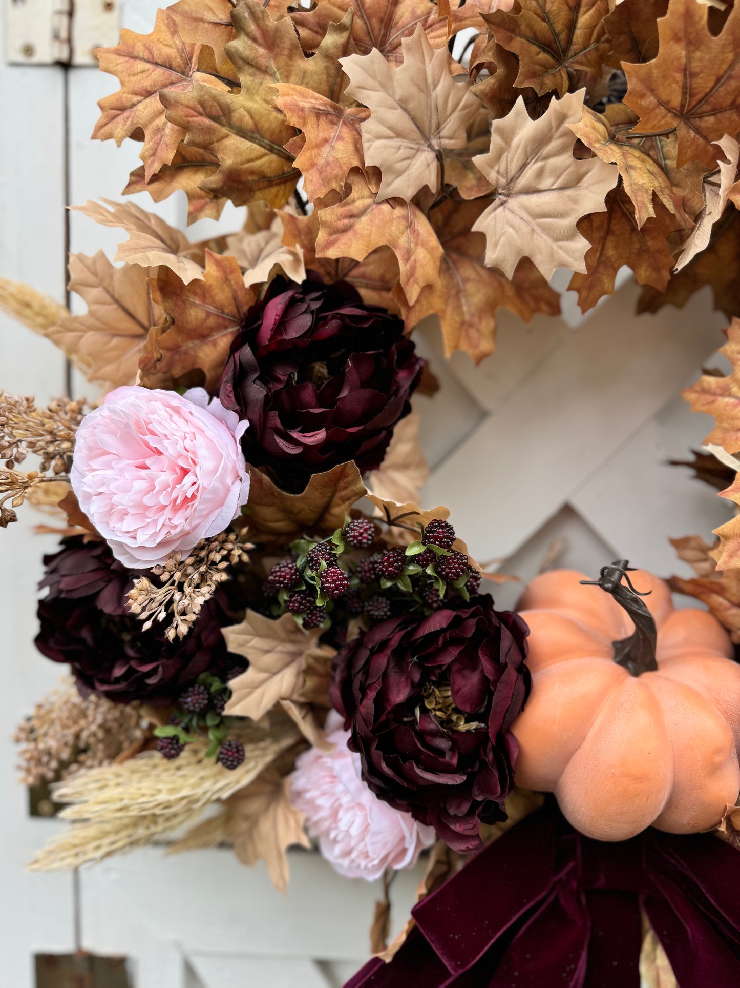 Pumpkin, Peony & Raspberry Wreath