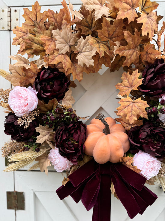 Pumpkin, Peony & Raspberry Wreath