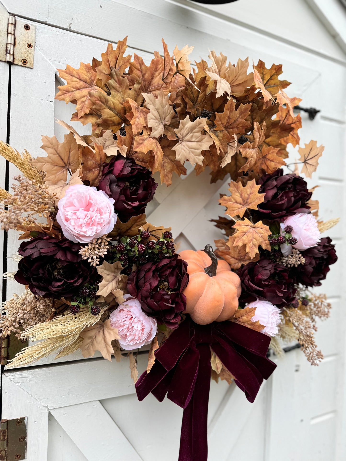 Pumpkin, Peony & Raspberry Wreath