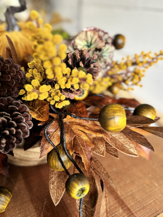 Mustard Pumpkin Thanksgiving Centerpiece