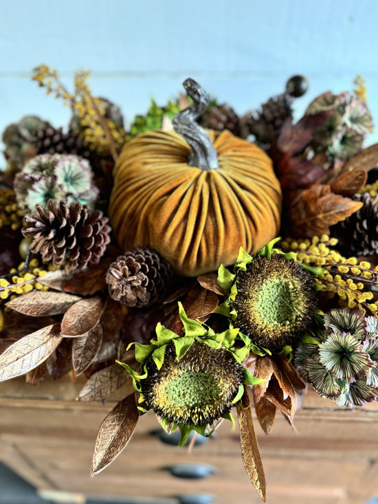 Mustard Pumpkin Thanksgiving Centerpiece