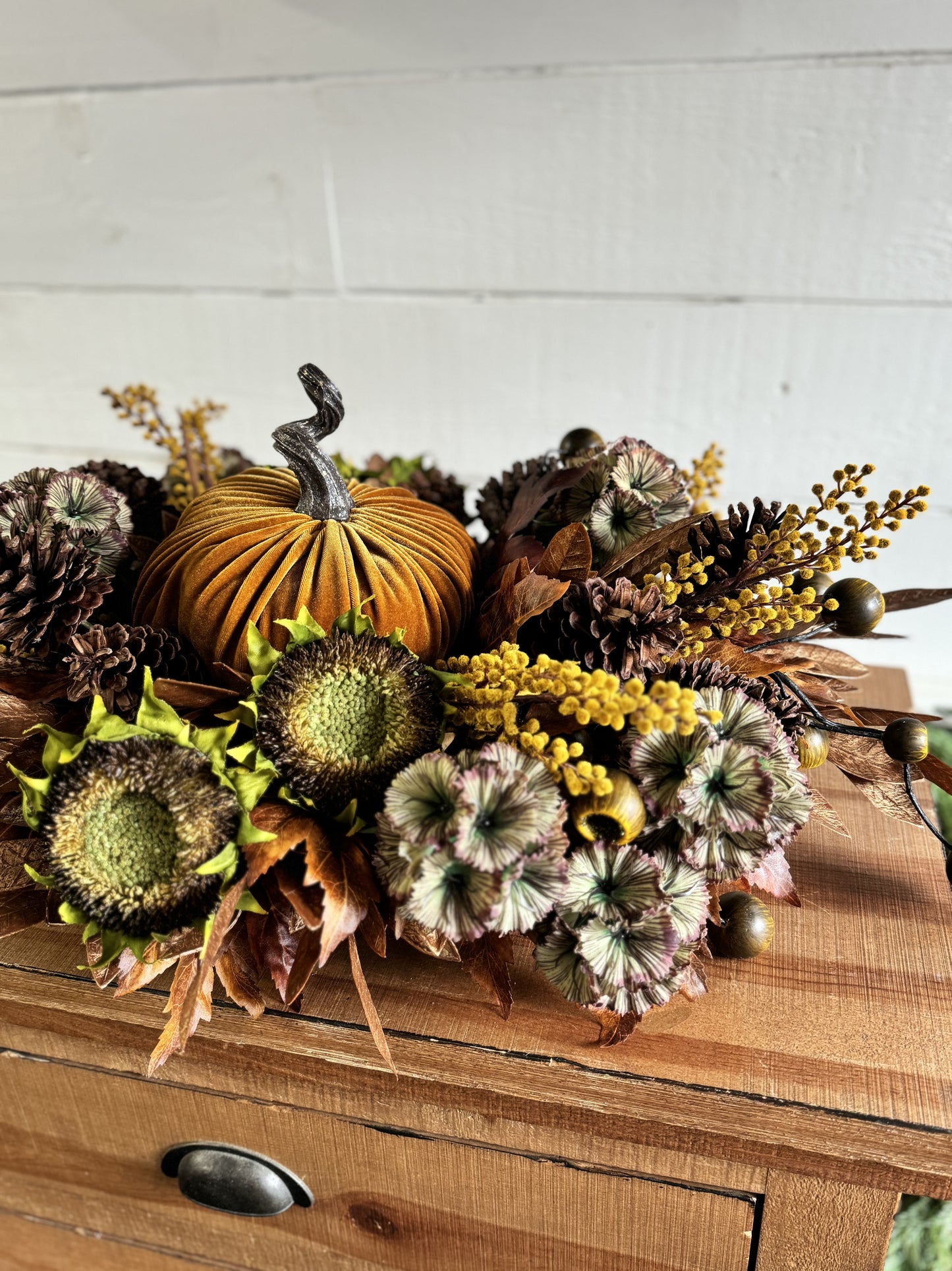 Mustard Pumpkin Thanksgiving Centerpiece