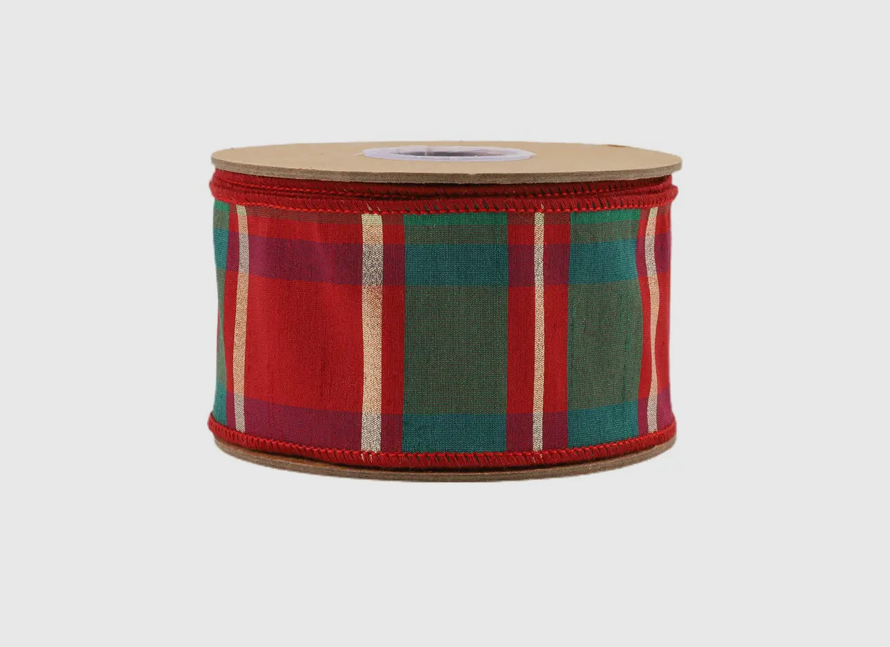 2.5” Wired Dupioni Silk Plaid Ribbon 10 yards