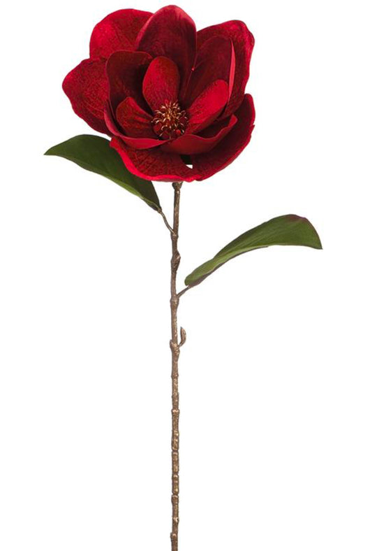 29” Shimmer Red Velvet Magnolia Stem