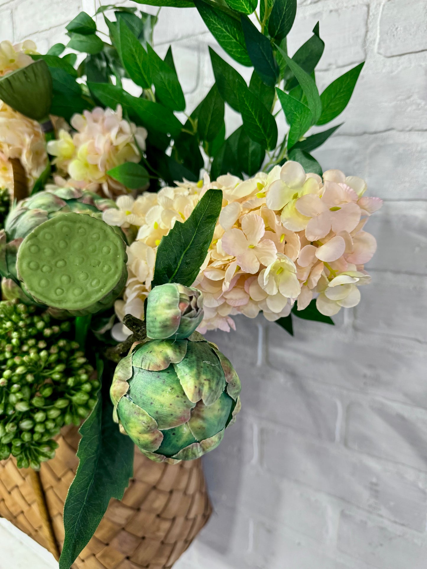 Hydrangea, Artichoke & Sedum Basket