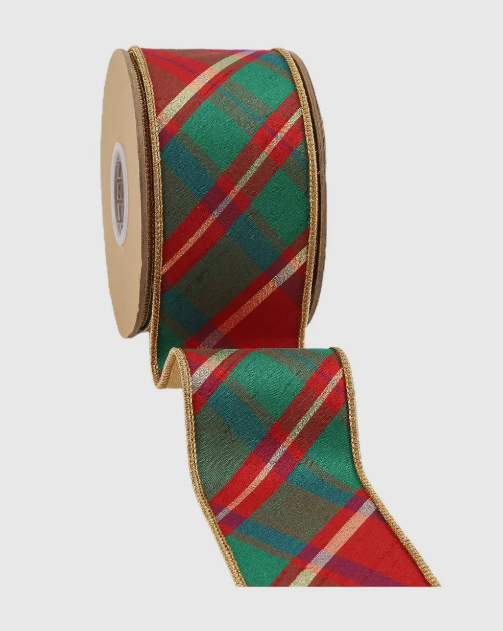 Wired Dupioni Silk Plaid Ribbon 10 yards