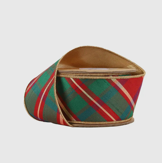 Wired Dupioni Silk Plaid Ribbon 10 yards