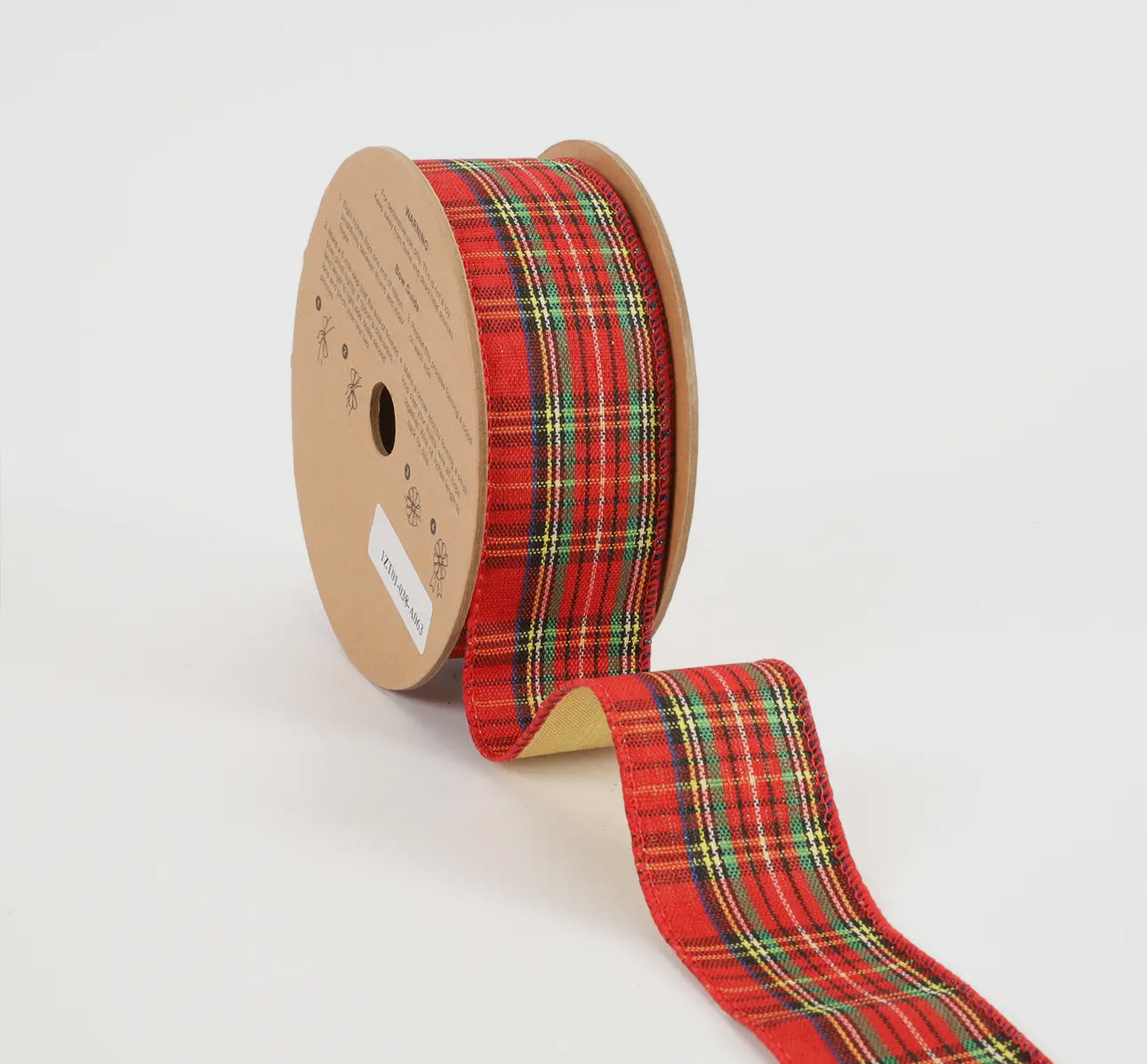 1.5” Wired Tartan Plaid Ribbon with Gold Back 10 yards