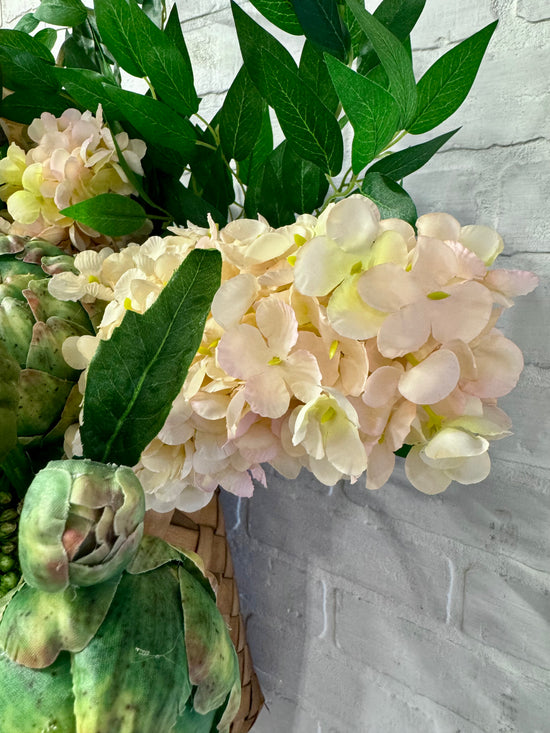 Hydrangea, Artichoke & Sedum Basket