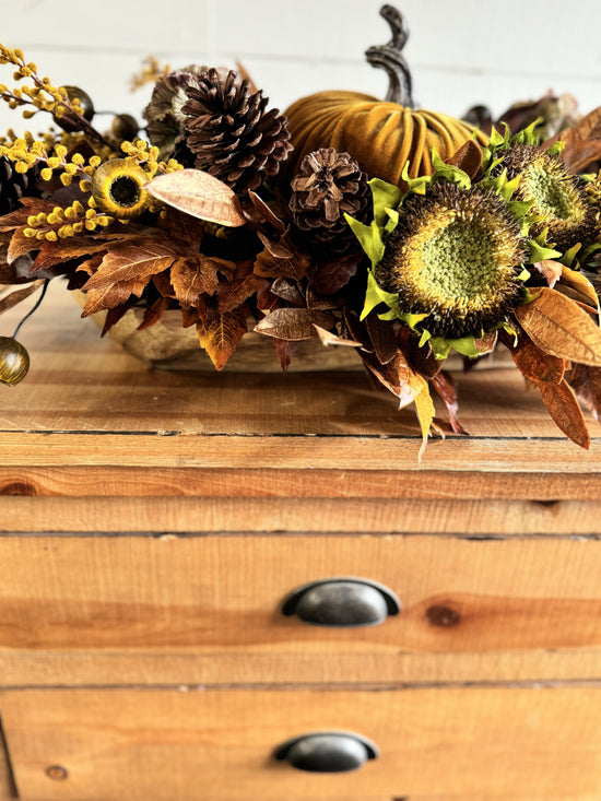 Mustard Pumpkin Thanksgiving Centerpiece