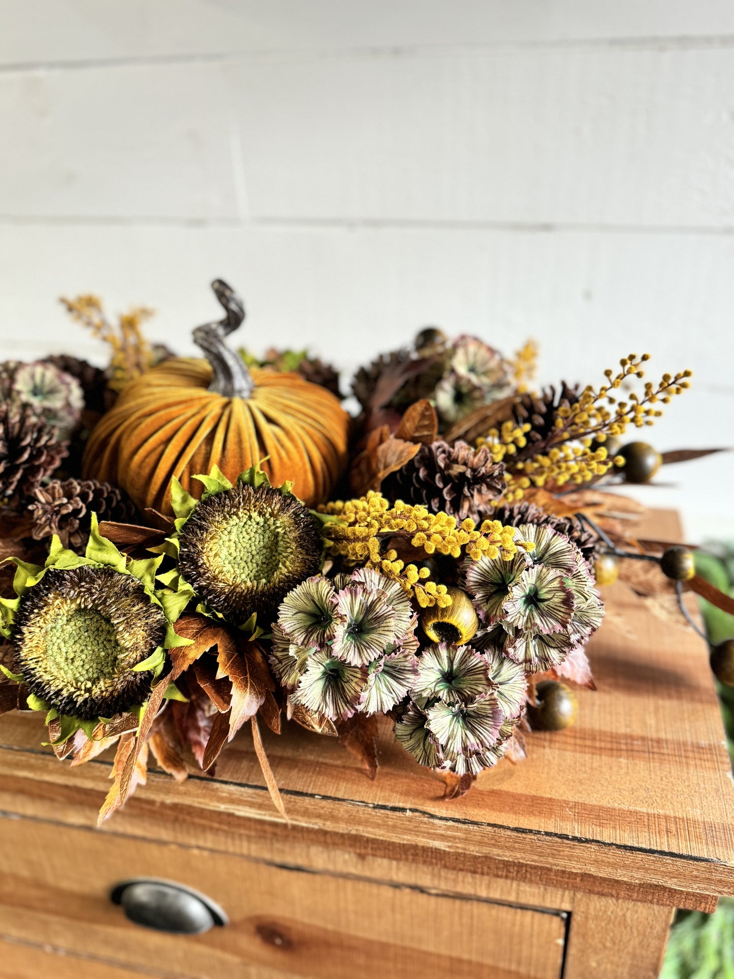 Mustard Pumpkin Thanksgiving Centerpiece