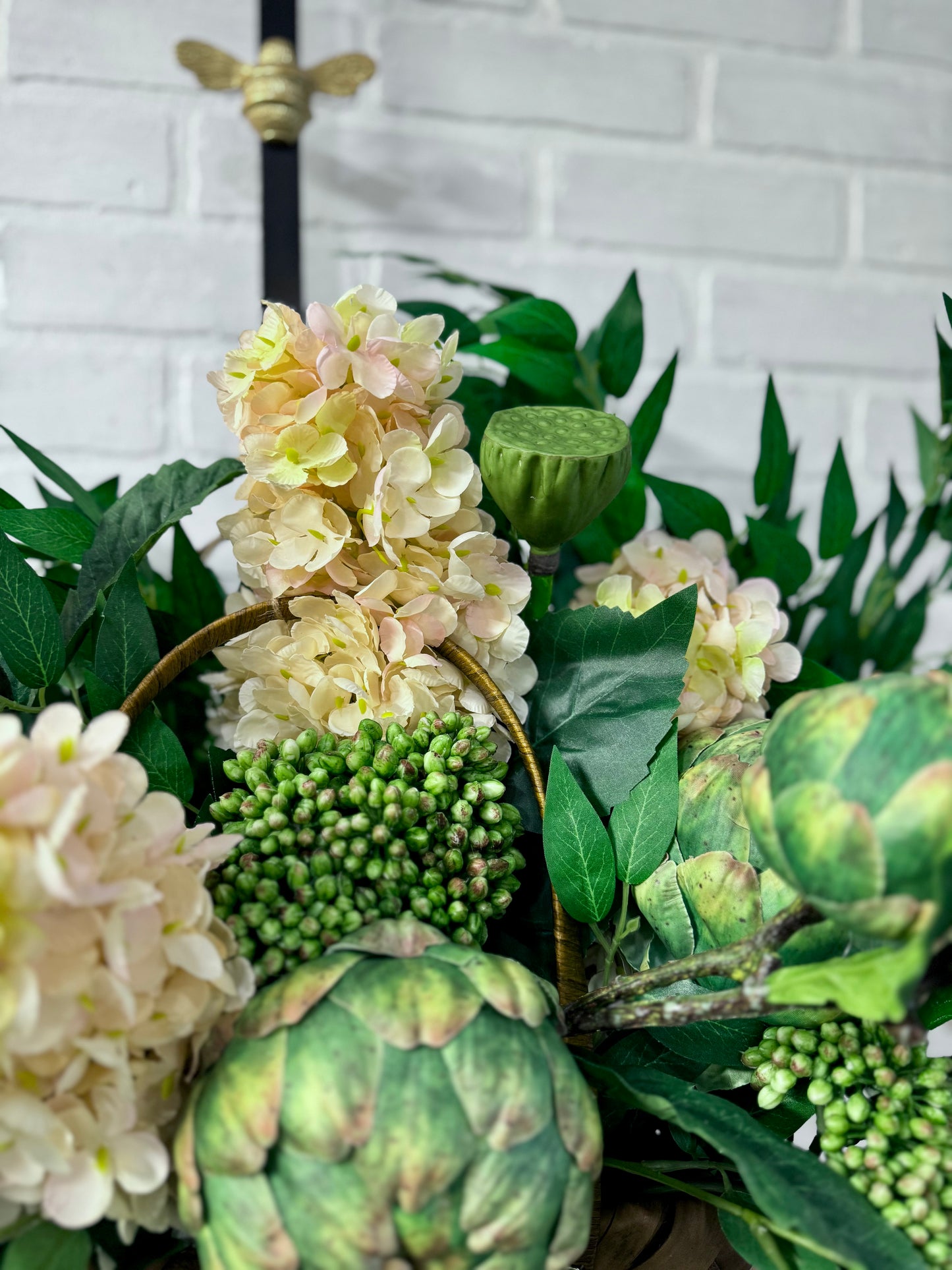 Hydrangea, Artichoke & Sedum Basket