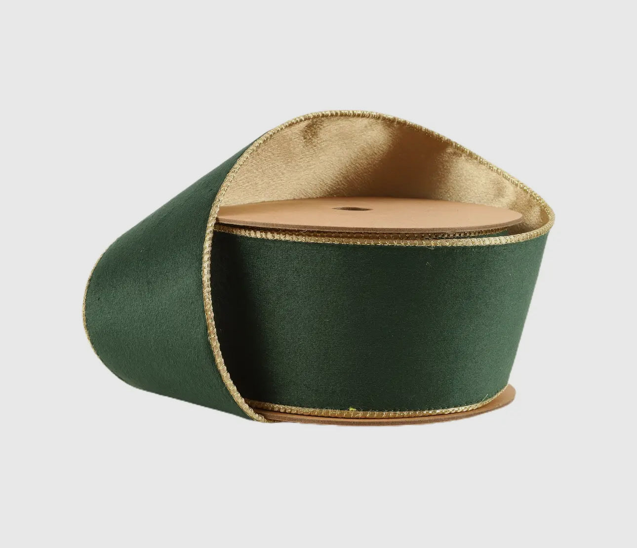 Reversible Classic Velvet Wired Ribbon | Green/Gold 10 yards