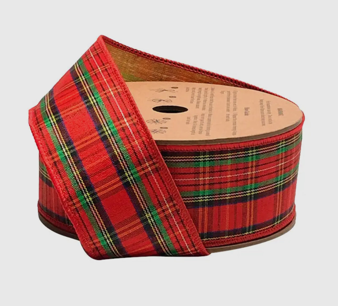 1.5” Wired Tartan Plaid Ribbon with Gold Back 10 yards