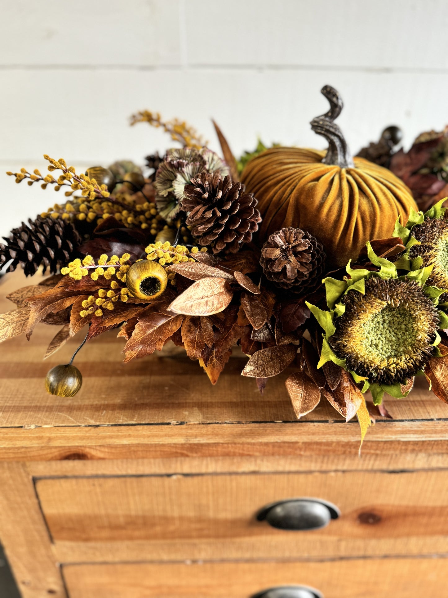 Mustard Pumpkin Thanksgiving Centerpiece