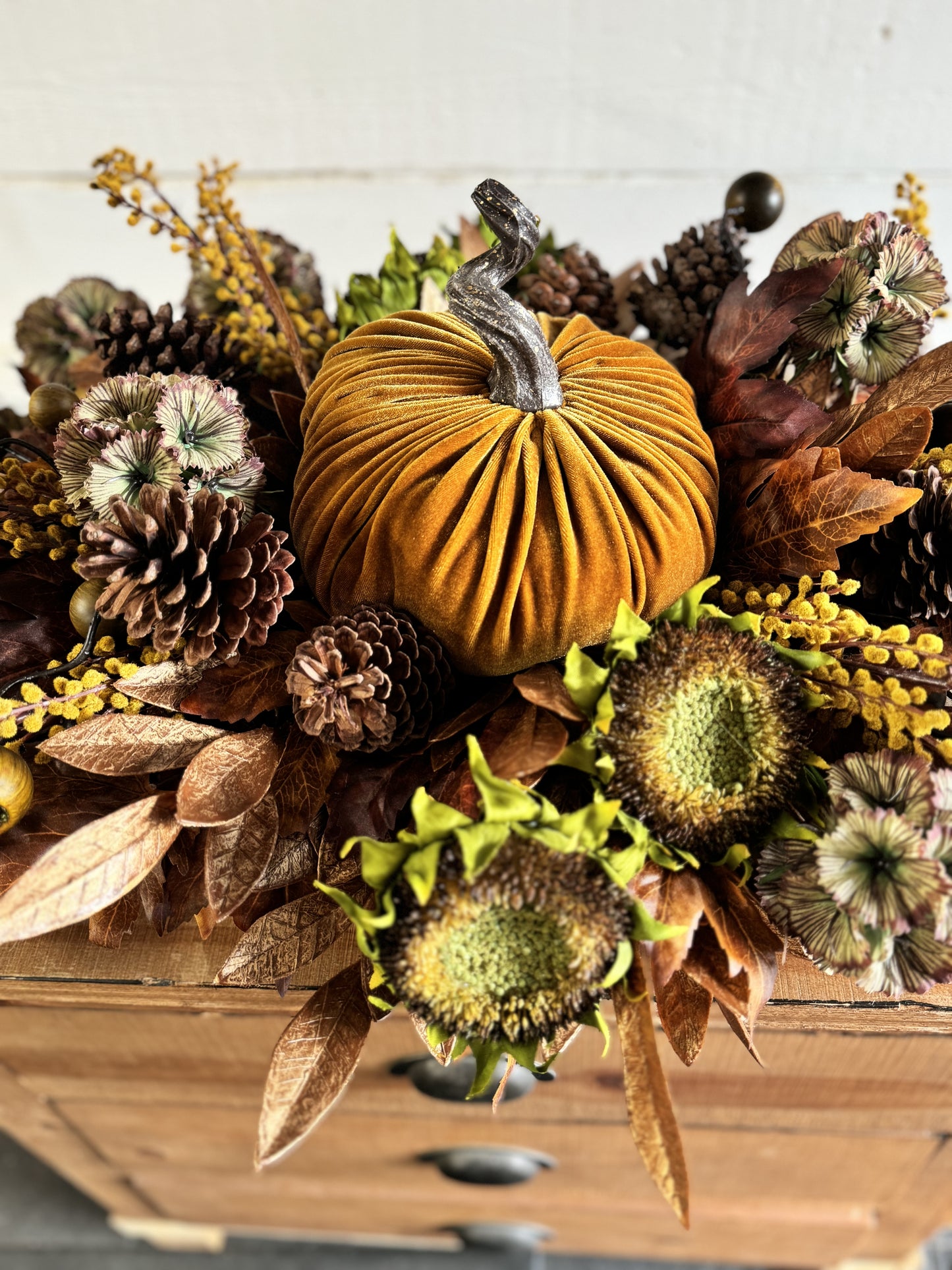 Mustard Pumpkin Thanksgiving Centerpiece