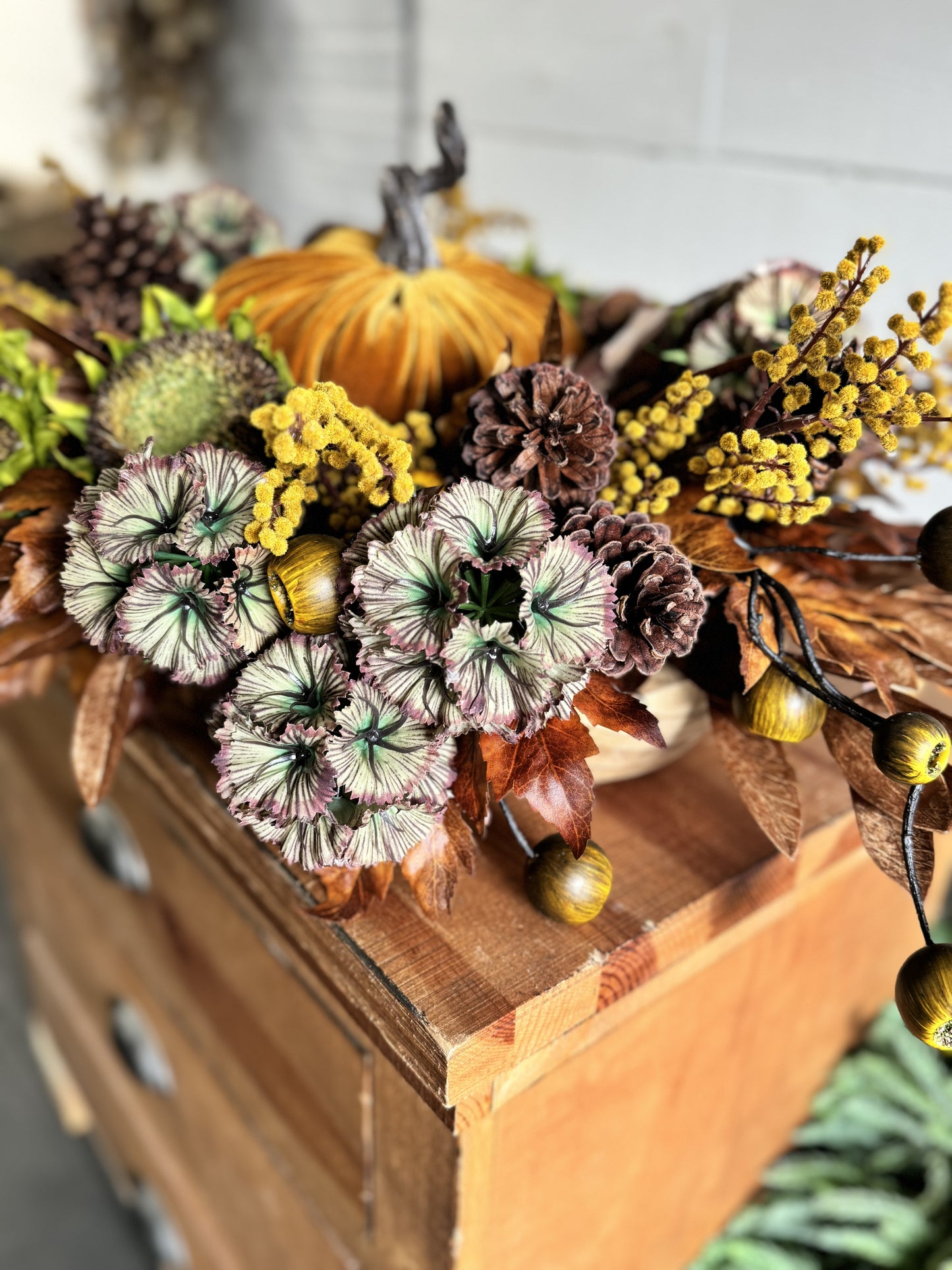 Mustard Pumpkin Thanksgiving Centerpiece