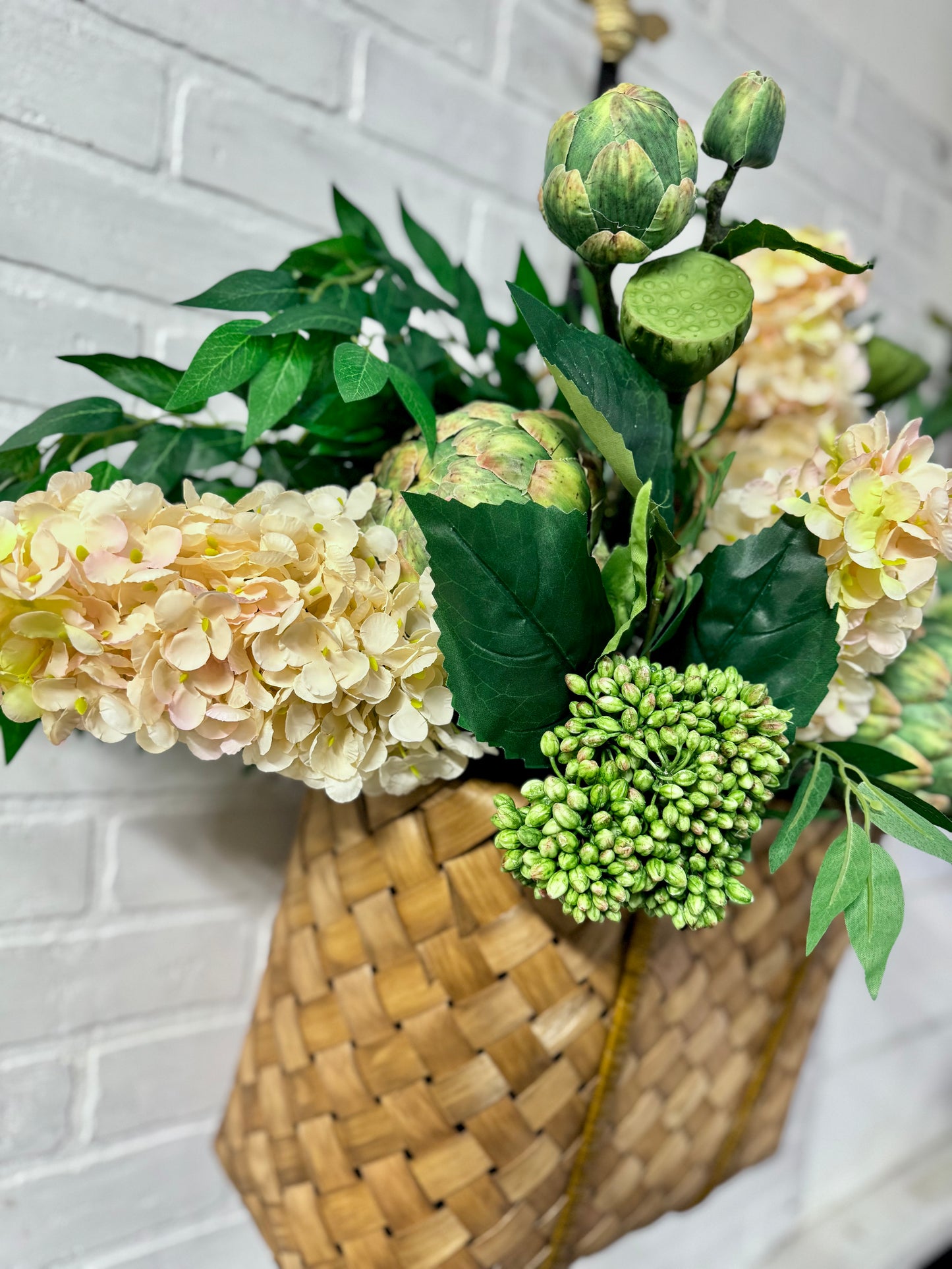 Hydrangea, Artichoke & Sedum Basket