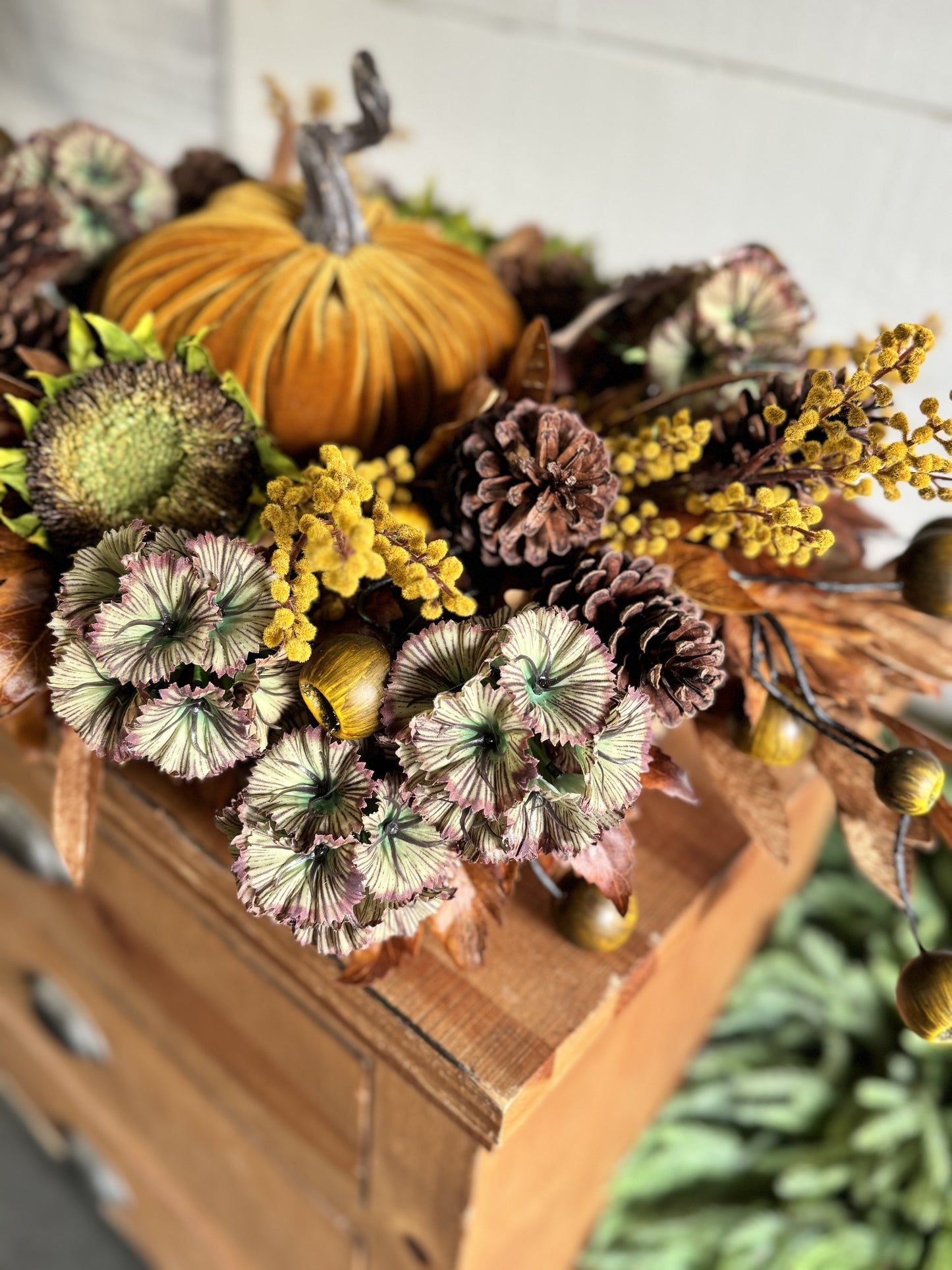 Mustard Pumpkin Thanksgiving Centerpiece