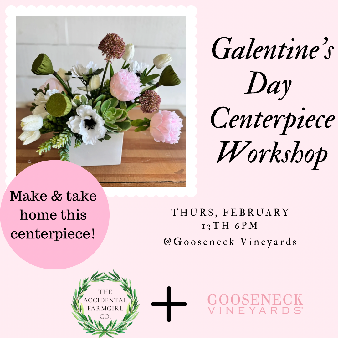 Galentine’s Day Floral Centerpiece Workshop (includes centerpiece & glass of wine)