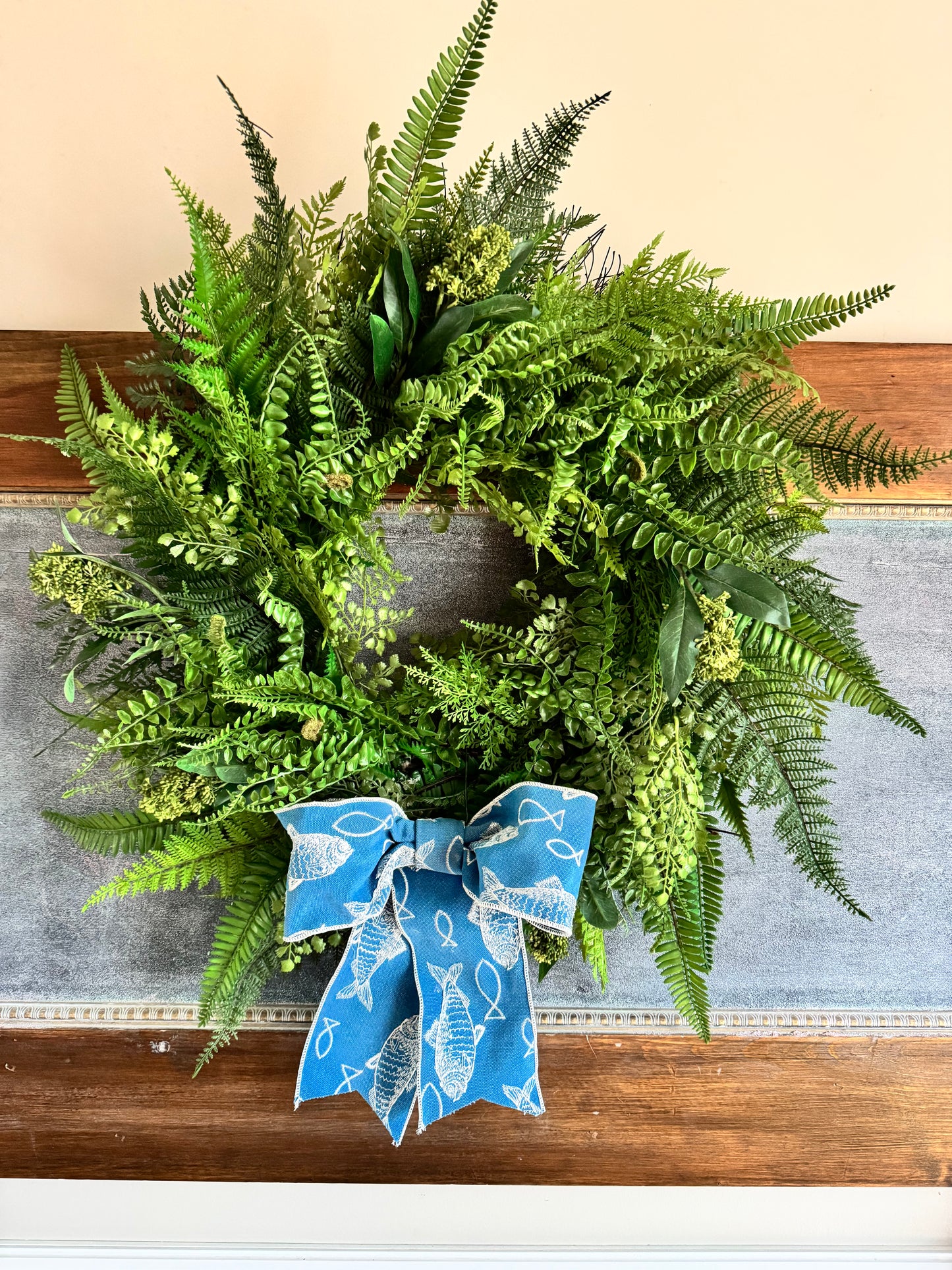 Fern Wreath with Coastal Bow