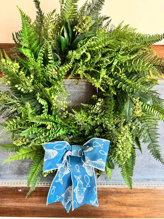 Fern Wreath with Coastal Bow