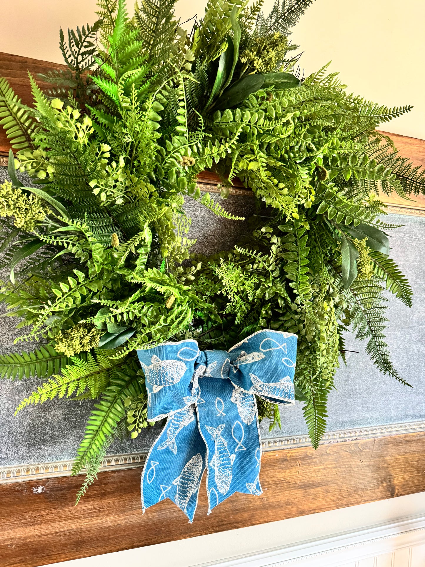 Fern Wreath with Coastal Bow