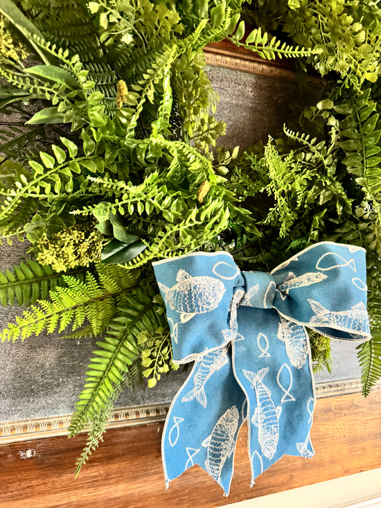 Fern Wreath with Coastal Bow