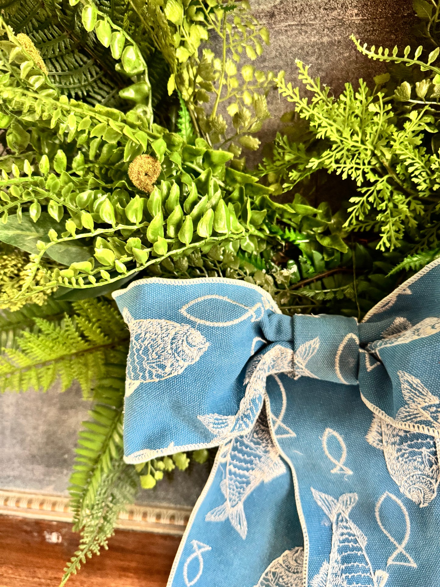 Fern Wreath with Coastal Bow