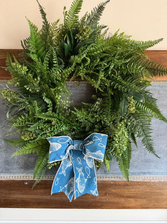 Fern Wreath with Coastal Bow